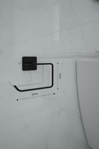 Banyo Yapışkanlı Siyah Kare Topuz Havluluk ve Kare Tuvalet Kağıtlık Kare Peçetelik Seti Düzenleyici