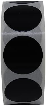 PP Opak Daire Çap Etiketi Rulo Etiket, 30mm x 30mm Çap 1000 Adet, Yuvarlak Siyah Zemin Baskılı Kontrol Etiketi