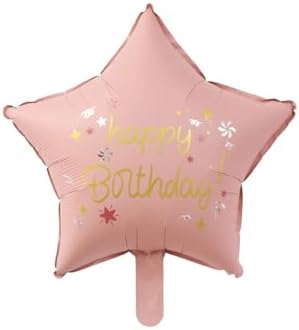 Pembe Happy Birthday Yıldız Folyo Balon 45 cm