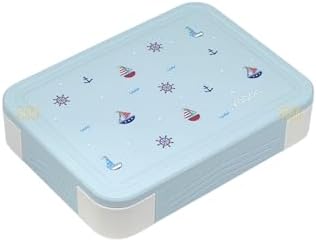 Bento 1330ml Lunchbox Tek Katlı 5 Bölmeli PP Plastik Çocuk Sefer Tası Yemek Kutusu (Mavi)