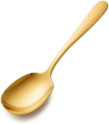 Premium Altın Kaplama Paslanmaz Çelik Servis Kaşığı – 21 cm Şık ve Dayanıklı Sunum Kaşığı