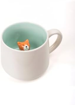 3D Porselen Kupa – Sevimli Kedi Figürlü, 350 Ml, Eğlenceli Ve Şık Tasarım,Mavi