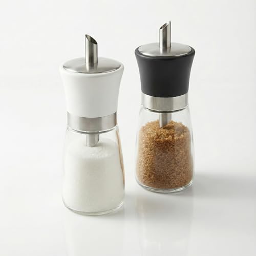 1 ADET Cam Toz Şekerlik ve Baharatlık – Paslanmaz Metal Detaylı Dökme Ağızlı Şeker Kavanozu, Pratik Dozajlı Tuzluk ve Şekerlik (Siyah veya Beyaz Başlık) ASORTİ