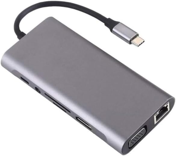 Type-C To HDMI Adaptör 11 In 1 Dört USB 3.0 Bağlantı Noktası 4K HDMI VGA Type C PD USB3.0 Ethernet SD TF Kart Okuyucu 3.5mm AUX  Pro Air Uyumlu