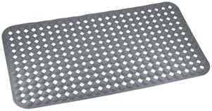 Premium Serisi Banyo - Küvet İçi Kaydırmaz Vantuzlu Yuvarlak Desenli Diktördgen Paspas 66,5 x 36,5 cm, Gri