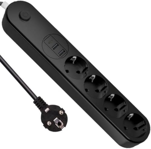 Termal Akım Korumalı Grup Priz (ShowMax SH-4625), 4 Priz, 2 USB A ve 1 Type-C Çıkışlı (3.1A), 2 Metre Kablolu, Çocuk Korumalı (Ev ve Ofis İçin)
