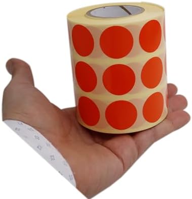 25mm Yuvarlak Etiket Kalıcı Renk Kodu Nokta Çıkartmaları, Rulo başına 2500 Etiket, Kaplamalı Rulo Etiket Yan Yana 3lü (Turuncu)