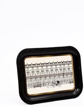 Alsaif Gallery Desenli Metal Tepsi - Çay Kahve Tepsisi - Sunum Tepsisi 23 Cm X 31 Cm (City)