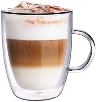 Vetro Borosilikat Çift Camlı Kulplu Bardak 400ML (2ad)