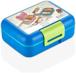 Beslenme Kutusu Çift Katlı Alt Hazne İki Bölmeli Yemek Saklama Kabı Çatal Kaşık Bıçak Set (Lacivert-Turkuaz)