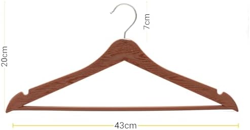 24 Adet Kahverengi Ahşap Görünümlü Plastik Askı Kıyafet Elbise Gömlek Askısı Gümüş Kanca