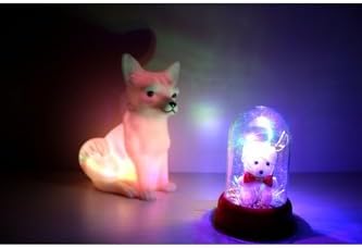 Işık kasabası(79) Renkli fanusta ayıcık ve RCB kar tilkisi gece lambası LED RCb