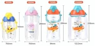 500ml Askılı Kulplu Pipetli Tritan Çocuk Su Matarası (Mavi-Sarı)