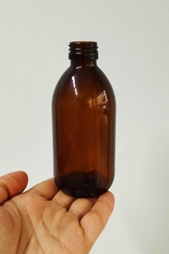 Ecza Şişesi, 250 ml, Kahverengi Cam, Plastik Contalı Kilit Kapak, Hava ve Sıvı Sızdırmaz, 28mm Ağız Çaplı, Parfüm Demlemek İçin Uygun, 6 Adet (250, Siyah Kapak)