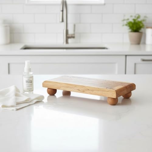 Ayaklı Ahşap Sunumluk | Akasya ve Bambu Karışımı | 21x10 cm | Şık Tezgah Üstü Servis ve Dekoratif Stand