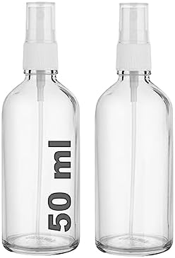 50 ml Kapaklı Beyaz Sprey Şeffaf 50 Cc Fısfıs Kolonya Dezenfektan Şeffaf Cam Şişe 2 Adet (Şeffaf Şişe | Beyaz Sprey, 50 ml)