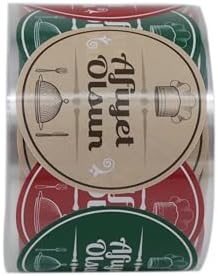 Afiyet Olsun Etiketi 5cm Çapında ve 500 Adetli 3 Farklı Renkte, Restaurantlar için Kuşe Etiketi