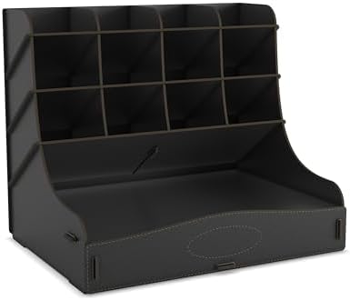 Chamber 12 Gözlü Büyük Boy Masaüstü Kalemlik Düzenleyici, Masaüstü Organizer Çekmeceli A4 Evrak Rafı (Siyah)