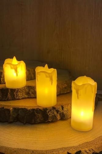 3’lü Pilli Dekoratif LED Mum Işıkları – Gerçek Alev Efektli