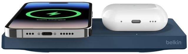 WIZ019VFBL-APL BoostCharge Pro 2‑in‑1 MagSafe 15W Kablosuz Şarj Standı - Mavi