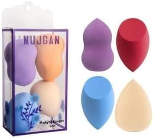 Figiza 4’lü Armut Makyaj Süngeri Seti – Yıkanabilir, Tekrar Kullanılabilir, Kusursuz Ten Makyajı İçin Geniş ve Yassı Uçlu Süngerler | Su ile Şişen Makyaj Süngeri