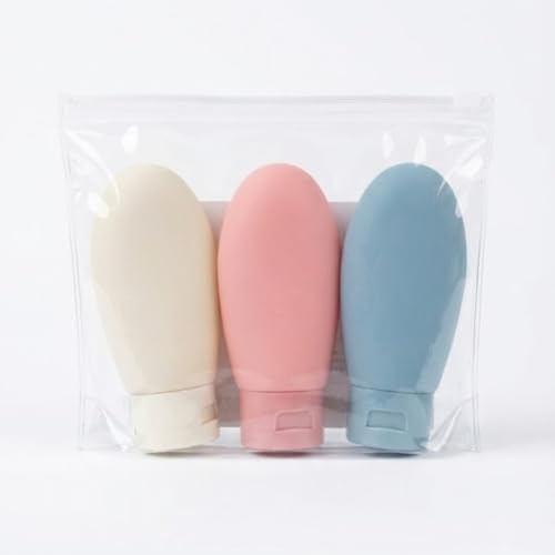 3'lü Silikon Seyahat Şişesi Seti – Sızdırmaz ve Doldurulabilir Şampuan, Losyon ve Krem Kabı – BPA İçermez Yumuşak Dokulu Sıkılabilir Tüp – Çantalı Uçak ve Valiz Düzenleyici – Pastel Renkler