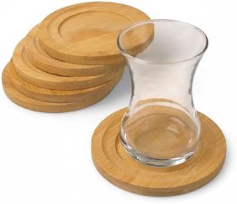 Bambu Yuvarlak Çay Tabağı Bardak Altlığı 6 'lı Set, Dekoratif Bambu Altlık