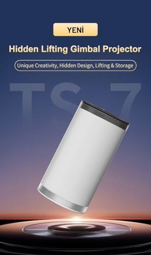 TS7 13 Projektör, 90 Derece Gimbal, 720P Çözünürlük, 230 ANSI Lümen, Wi-Fi 6, Bluetooth 5.4, 4K Destekli, Otomatik Düzeltme, 60-120 inç Görüntü, Beyaz