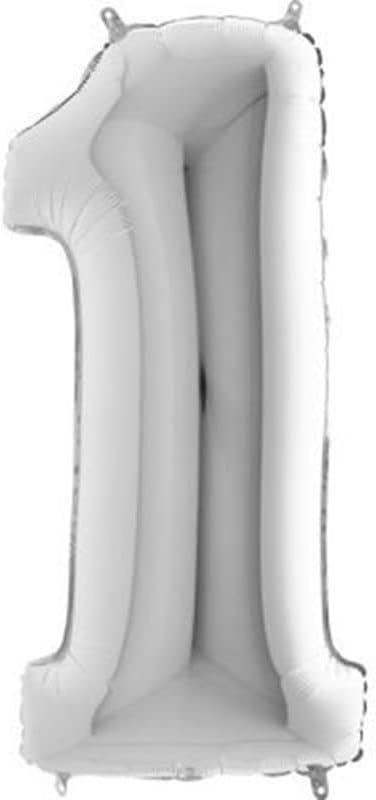 1 Rakamlı 16 İnç Gümüş Renk Folyo Balon 36 CM (Gümüş)