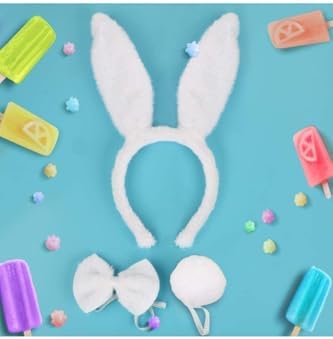 Tavşan Kostüm Seti Taç Papyon Kuyruk Beyaz Renk