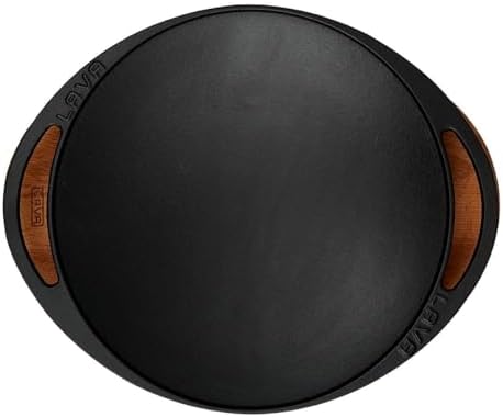 Döküm Saç Kavurma Tavası, Metal Kulplu ve Ahşap Altlıklı, 28cm, Siyah