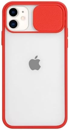 11 Uyumlu Mat Silikon Telefon Kılıfı, Kamera Sürgü Korumalı, Modern Sade Tasarım, Darbe Koruması, Buzlu Arka Yüzey (Kırmızı, 11)