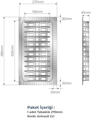 Çekmece Içi Tabaklık 27cmx48Cm, Antresit (3cm En Ve 6 Cm Boydan Kesilebilir)