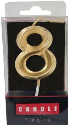 - Kristal Desenli 8 Yaş Altın Pasta Mumu