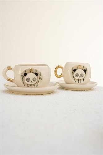 BSK Ceramics Handmade El Yapımı Seramik Doğa Serisi Altın Vurgulu Çay Kupası 230 ml, Nesli Tükenmekte Olan Hayvanlar Farkındalık, Hayvan Severler İçin Temalı