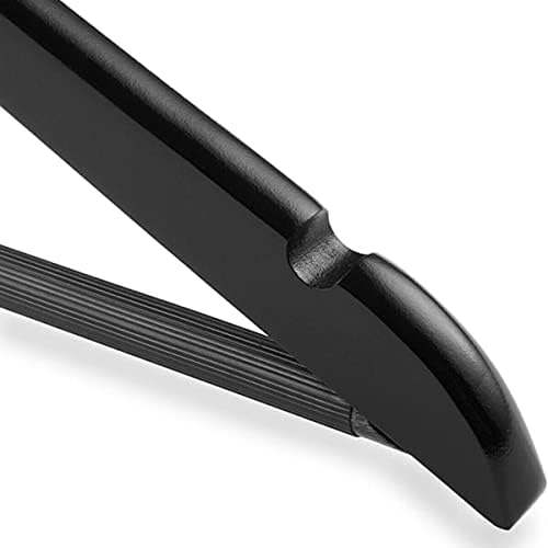 24 Adet Ahşap Görünümlü Plastik Askı, Siyah, Elbise Gömlek Pantolon Kıyafet Askısı Kalın Sağlam Malzeme