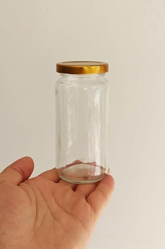 3 Adet 224 ml Cam Kavanoz, Metal Kapaklı, Şeffaf Konserve Kavanozu (224 Mililitre)