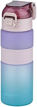 Çift Renk 600ml Kaydırmaz Silikon Gövde Rahat İçim-Pipetsiz- Motivasyon Su Matarası