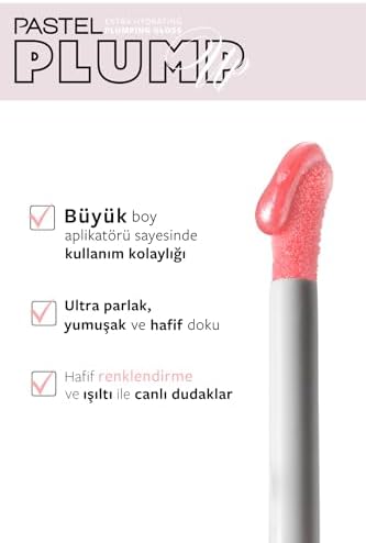 pastel Plump Up Extra Hydrating Plumping Gloss - Dolgunlaştıran Dudak Parlatıcısı, 208 Shimmer Nude, 5,3 Ml