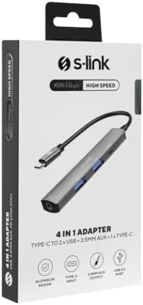 SWV-USBC024 4 in 1 Gri Metal TypeC to 2*USB2.0 USB-C, 3.5mm Aux Port Type C Adaptör