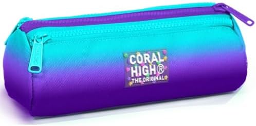 Turkuaz Mor Renk Geçişli Üç Bölmeli Kalem Çantası - Erkek Çocuk