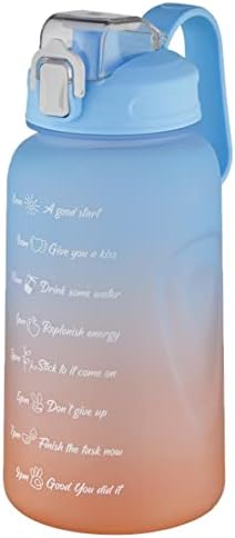 2 Lİitre Pipetli/Pipetsiz Kullanım - Hediyeli -Çift Renk Motivasyon Su Matarası Mavi