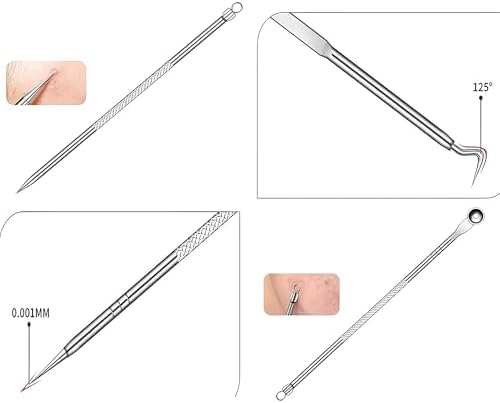 KANJI 4'lü Siyah Nokta & Akne Temizleme Seti – Paslanmaz Komedon İğneleri, Sivilce Giderici Cilt Temizleme Araçları