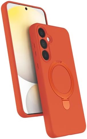 - Galaxy A56 ile uyumlu Kılıf ile uyumlu Halkalı Standlı içi Kadife Yumuşak Renkli Silikon Kapak - Turuncu