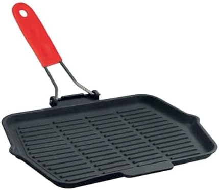 Döküm Kare Sığ Izgara Tavası Silikon Tel Saplı Ölçü 24x24cm.