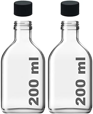 200 ml Yassı Şeffaf Cold Şişesi Plastik Siyah Kapaklı 200 cc Soğuk Kahve Cam Şişe 2 Adet