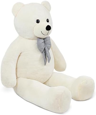160 cm Dev Pelüş Ayı, Papyonlu ve Sarılmalık, Yumuşak ve Sevimli Büyük Boy, Sevgiliye Hediye (Krem)