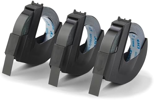 3D Plastik Kabartma Şerit (9 mm x 3 mt), 3'lü Paket, Siyah - S0847730