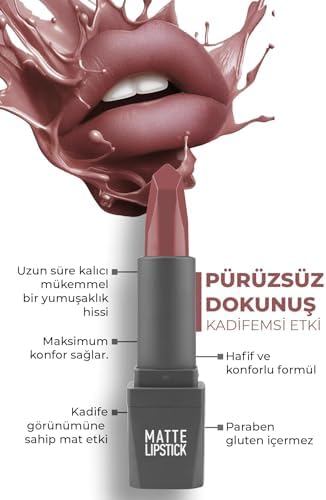 ALIX AVIEN Yoğun Renk Veren Uzun Süre Kalıcı Nemlendirici Kadifemsi Mat Ruj - Matte Lipstick 408 Spicy Rose