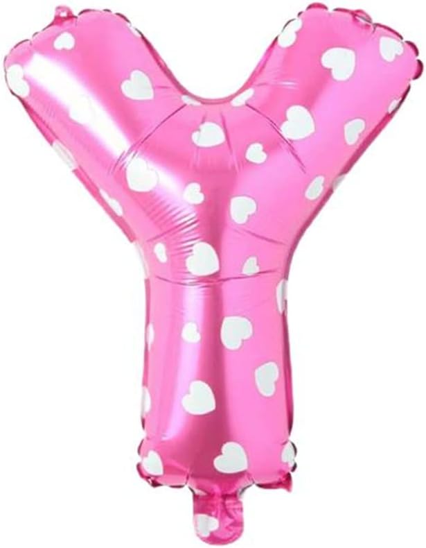 Y Harfi 16 İnç Pembe Kalpli Renk Folyo Balon 36 CM (Pembe)